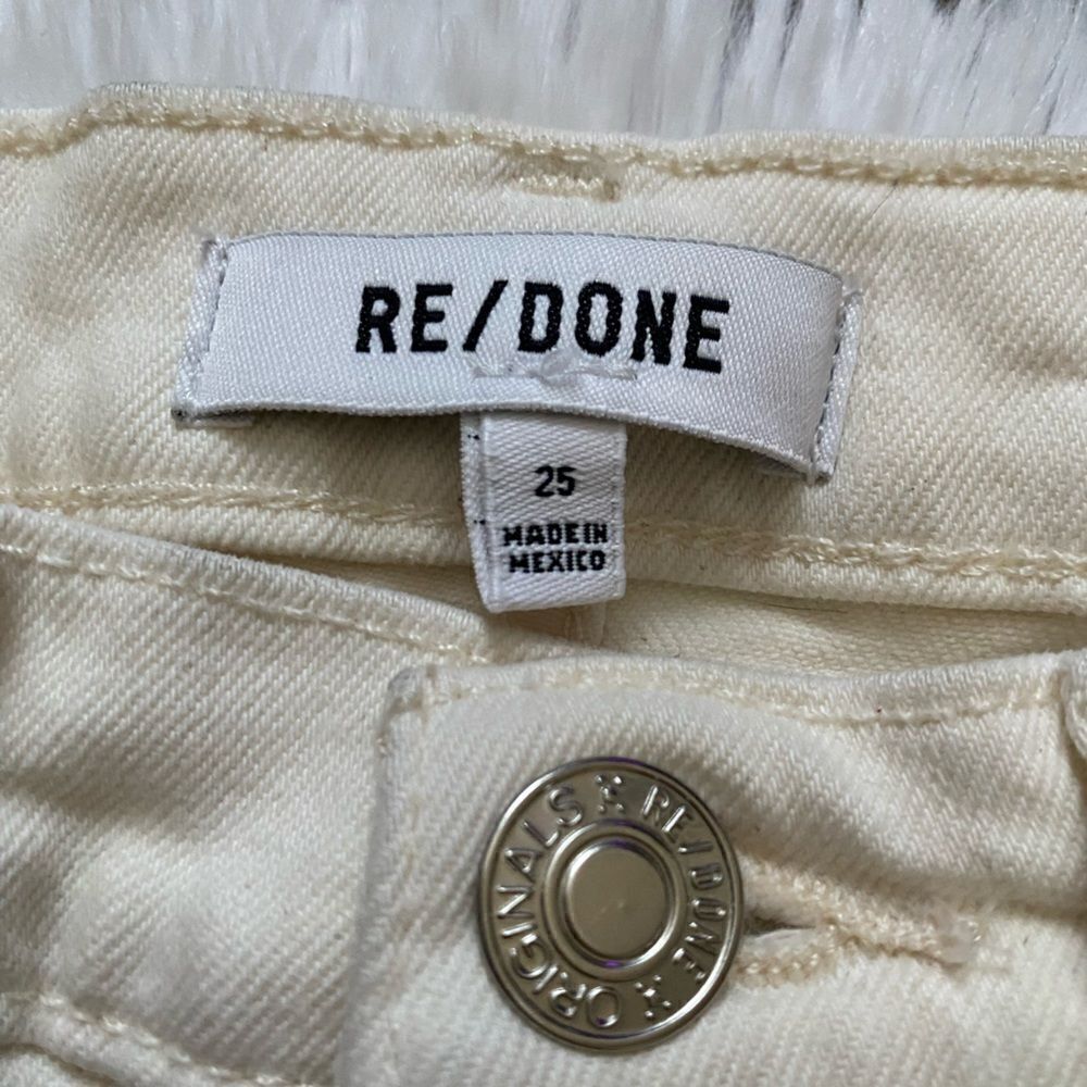 Re/Done Button Fly Creamy White Jeans Raw Ankle Womens Size 25 - Picture 8 of 10